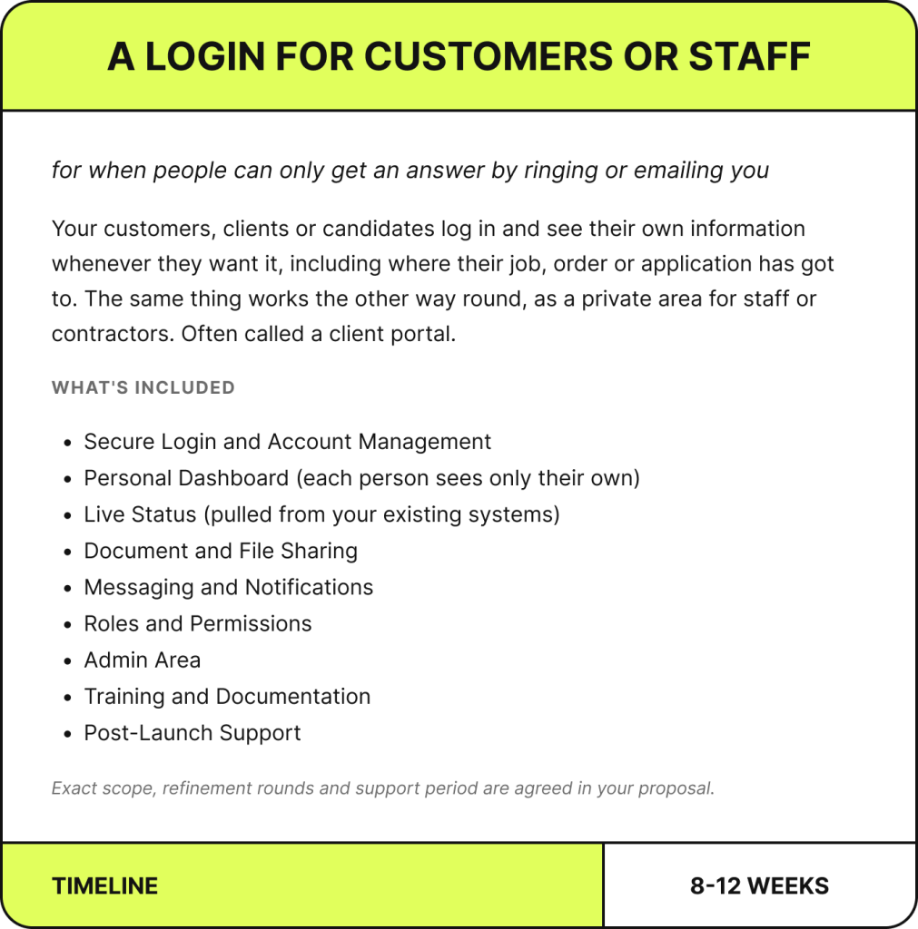 A Login for Customers or Staff